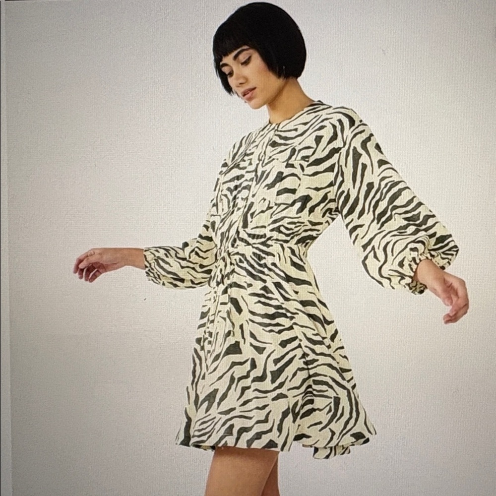 Nine West Black and White Zebra-Print Button-Front Dress